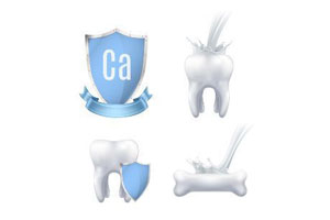 A set of dental symbols on a white background.