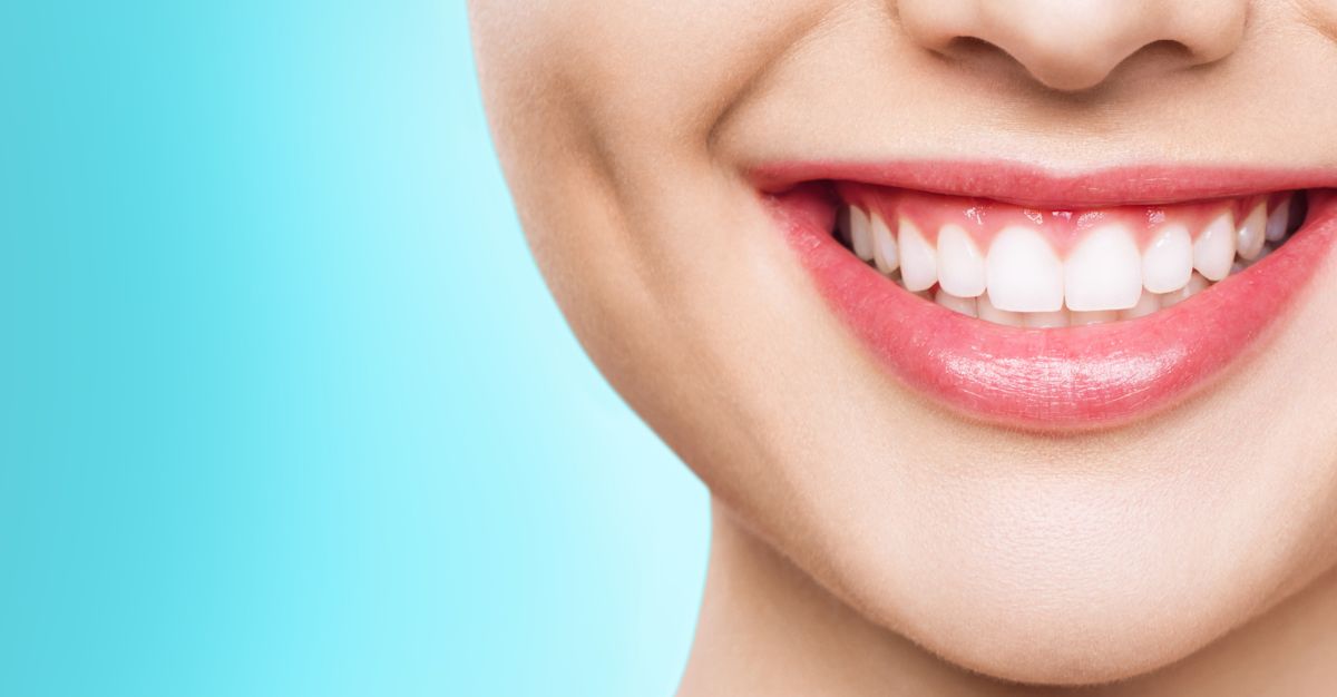 Close-up of a woman's smile.